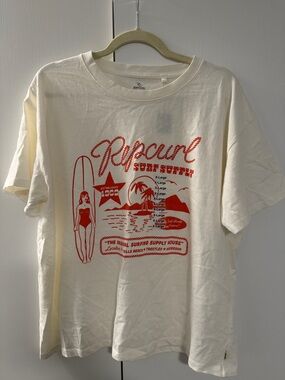 Rip Curl White Tee with Red Surf Graphic